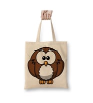 Owl Baykuş Beyaz Bez Çanta Uzun Saplı Alışveriş Çantası Plaj Çantası