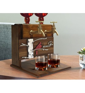 BK Gift Kişiye Özel Kabartma Kuş Tasarımlı İsimli Çift Musluklu Doğal Ahşap İçki Standı-1, İçki Standı, Doğum Günü Hediyesi, Ev Hediyesi