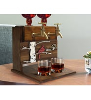 BK Gift Kişiye Özel Kabartma Kuş Tasarımlı İsimli Çift Musluklu Doğal Ahşap İçki Standı-1, İçki Standı, Doğum Günü Hediyesi, Ev Hediyesi