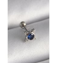 316L Çelik Gümüş Renk Mavi Zirkon Taşlı Tragus Piercing 5886