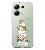 Xiaomi Redmi Note 13 4G Uyumlu Sevimli Kediler Desenli Şeffaf Telefon Kılıfı