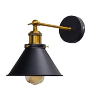 Mylights Retro Rustik Mafsalı Konik Aplik Siyah 18 cm
