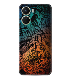 Vivo Y16 Kılıf Silikon Desen Özel Seri İşaretler Tuval 1716