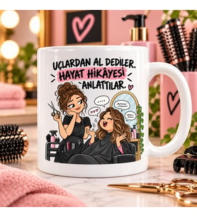 Uçlardan Al Dediler Hayat Hikâyesi Anlattılar Esprili Kuaför Baskılı Kupa