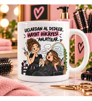 Uçlardan Al Dediler Hayat Hikâyesi Anlattılar Esprili Kuaför Baskılı Kupa