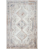 Eliana Home Baskılı, Yıkanabilir Kaymaz Taban Salon Halısı LNA0779 100x150 cm (Krem)