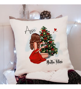 Mutlu Yıllar & Merry Christmas & Yılbaşı Tasarımlı Yastık Kişiye Özel
