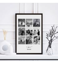 Çoklu Kolaj Tasarım Siyah Beyaz Fotoğraflı Çerçeve – 9 Adet Minimal Aile, Şık Tasarım, Sevgiliye Hediye, Siyah Beyaz Fotoğraf Baskı, Modern Ev Dekoru, İsimli Özel Ürün Kişiye Özel