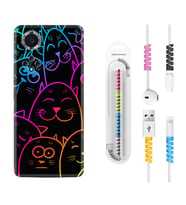 Huawei Nova Y70 Y90 Nova 9 SE  Kılıf Kablo Koruma Spiral Silikon Neon Cats 1790