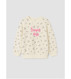 LCW Kids Ekru Baskılı Kız Çocuk Kalın Sweatshirt