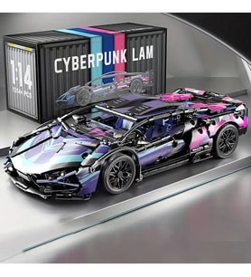 565 parça Cyberpunk Mor Cool 1:14 Ölçekli Spor Araba Yapı Blokları Seti 3D Montaj Modeli Kiti, Gençl