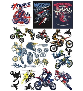 Motorcu Kross Moto Sticker 23 Parça Telefon, Tablet, Defter, Laptop Sticker