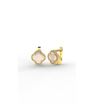 925 Ayar Beyaz Sedef Taşlı Gold Van Cleef Yonca Gümüş Küpe