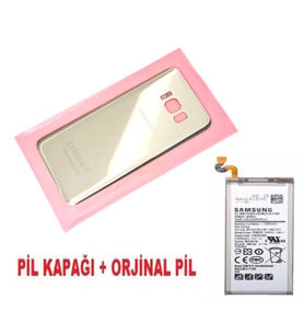Samsung Galaxy S8 Arka Pil Batarya Kapağı + PİL (CAM) GRİ