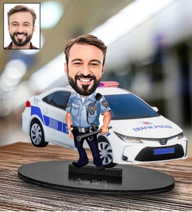 Kişiye Özel Trafik Polisi Tasarımlı Karikatür Biblo 117