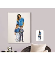 BK Gift Kişiye Özel Tam Boy Anne ve Oğullar Karikatürlü Kanvas Tablo 70x100cm-1