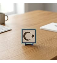 Modern Çizgilerle Hilal ve Yıldız Dekoratif Obje, Yaşam Alanlarınıza Derinlik Katan Hatıra 10x10 cm