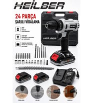 21V Akülü Matkap Şarjlı Vidalama Makinesi 24 Parça Set 2 Akü Çantalı