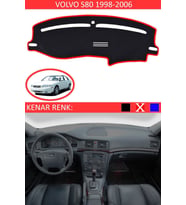 Volvo S80 1998-2006 Için Uygun Torpido Koruma Halısı Siyah Kenar Renk Kırmızı