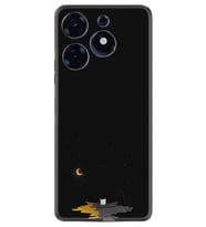 Tecno Spark 10 Pro Kılıf Silikon Desen Özel Seri Ay ve Kedi 1683