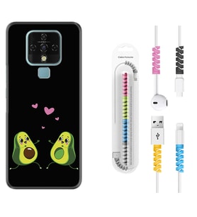 Tecno Camon 16 18P Pova 3 Pova Neo Kılıf Kablo Koruma Spiral Silikon Aşık Avokadolar 1642