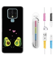 Tecno Camon 16 18P Pova 3 Pova Neo Kılıf Kablo Koruma Spiral Silikon Aşık Avokadolar 1642