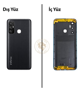 Infinix Hot 11 Siyah Uyumlu Lensli Arka Kapak Arka Cam Batarya Pil Kapağı Lazer Kesim Back Cover