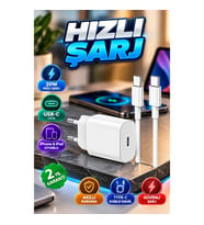 20W USB-C Hızlı Şarj Adaptörü – iPhone ve iPad Uyumlu