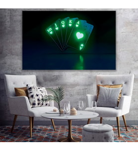 Neon Oyun Kartı Kanvas Tablo