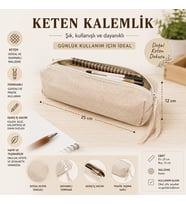 Kişiye Özel İsimli Keten Kalemlik Fermuarlı Okul Kalem Kutusu Öğrenci ve Ofis Kalemliği 25x12 cm