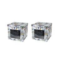 SAKLAMA KUTUSU SETİ TROPİKAL DESENLİ PENCERELİ 2 ADET 28X28X26CM