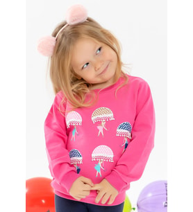 Breeze Kız Çocuk Sweatshirt Şemsiyeli Kız Baskılı 1.5-5 Yaş, Pembe