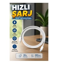 TPE Lightning Kablo 30W Hızlı Şarj Destekli Bakır Çekirdekli Veri Aktarım Kablosu