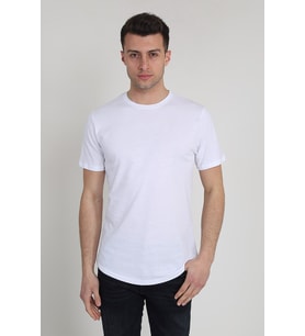 Erkek Kısa Kollu Oval Kesim Basic T-Shirt 21K-3400741-01 Beyaz