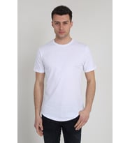 Erkek Kısa Kollu Oval Kesim Basic T-Shirt 21K-3400741-01 Beyaz