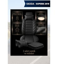 skoda superb 2019 Koltuk ve Kılıf uyumlu Siyah Minder Lüks Yastık 2 Minder 2 Yastık