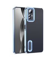 Coverzone Xiaomi Redmi Note 12S ile uyumlu K?l?f Kamera Korumal? Logo G�steren Parlak renk kenar �izgileri ile ??k bir tasar?m Colored Z-Omega Kapak Sierra Mavi