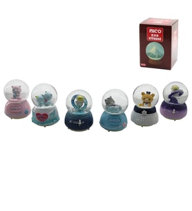 ORTA BOY - 8CM PİLLİ - IŞIKLI MÜZİKLİ KAR KÜRESİ CAM HAYVAN FİGÜRLÜ - DESEN MİX RENKLİ HERHANGİ BİR TANESİ GÖNDERİLİR