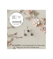 3 Adet Mini Tektaş Cerrahi Çelik Piercing Tragus Helix Kıkırdak Conch Gold - Gümüş Renk 8 mm 2mm Taş
