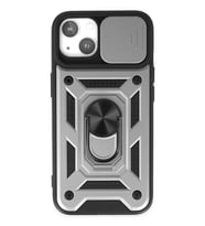 Newface Apple iPhone 14 Kılıf Pars Lens Yüzüklü Silikon - Gümüş