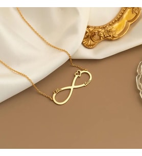 Kişiye Özel 925 Ayar Gümüş Sonsuzluk Model Çift İsim Kolye (Gold)