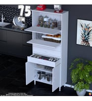 Eliusta Lorin 75 cm 4 Kapaklı Raflı Çok Amaçlı Mutfak Kiler ve Depolama Dolabı Beyaz Boy Dolabı-75x194x32 cm