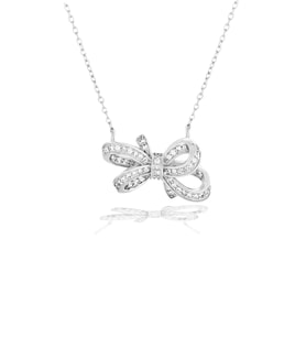 Zirconia Taşlı Işıltılı Diamond Fiyonk Model Kadın Gümüş Kolye