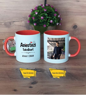 Anestezi Teknikeri Kupa Bardak Turuncu Fotoğraflı Tıp Bayramı Hediyesi