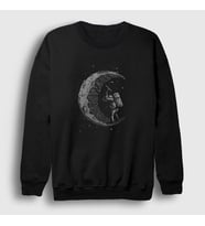 Presmono Unisex Siyah Moon Mining Astronaut Space Astronot Uzay Sweatshirt 283347tt