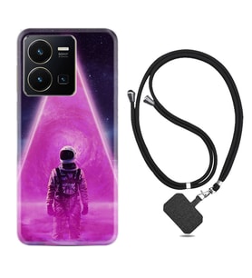 Vivo Y35 Kılıf Resimli Boyun Askılı İpli Desenli Silikon Series Astro Purple2 1907