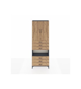 Arges Dolap 4 Raflı 6 Çekmeceli 2 Kapaklı 88x30x243 Antrasit-Çam
