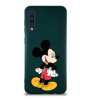 Samsung Galaxy A50S Soft Premier Kapak Mickey Mouse-D Tasarımlı Silikon Kılıf - Yeşil (Şeffaf)