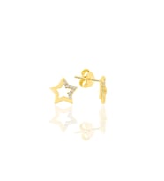 Gümüş altın yaldızlı zirkon taşlı yıldız küpe SGTL11120GOLD
