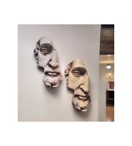 Yarım Yüz Antik Zeus Heykeli Modern Sanat Yunan Mitolojisi Duvar Dekoru 2'li Set Ev Ofis Dekor (Çok Renkli)